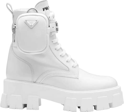 botas prada mujer blancas|Prada ladies ankle boots.